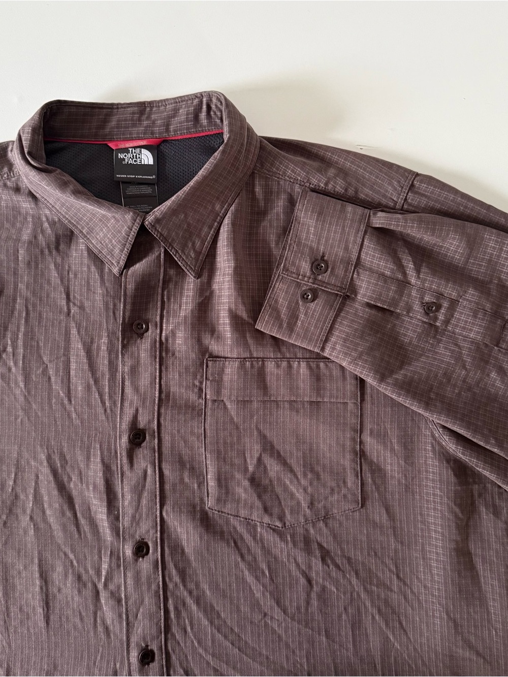 The North Face Performance Long Sleeve Shirt Men's XL Brown Outdoor